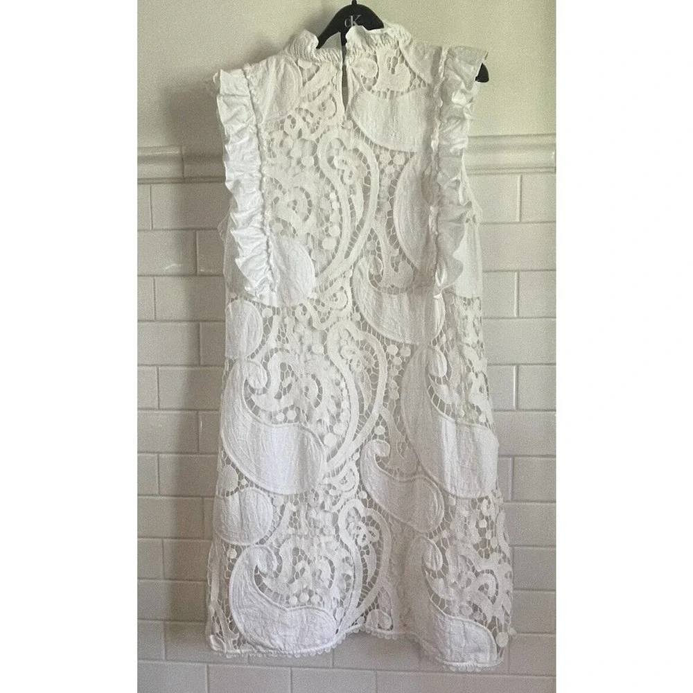 See by Chloe White Ruffle Smocked Lace Dress Paisley Ruffle US size 8 EU size 44 - Picture 8 of 11